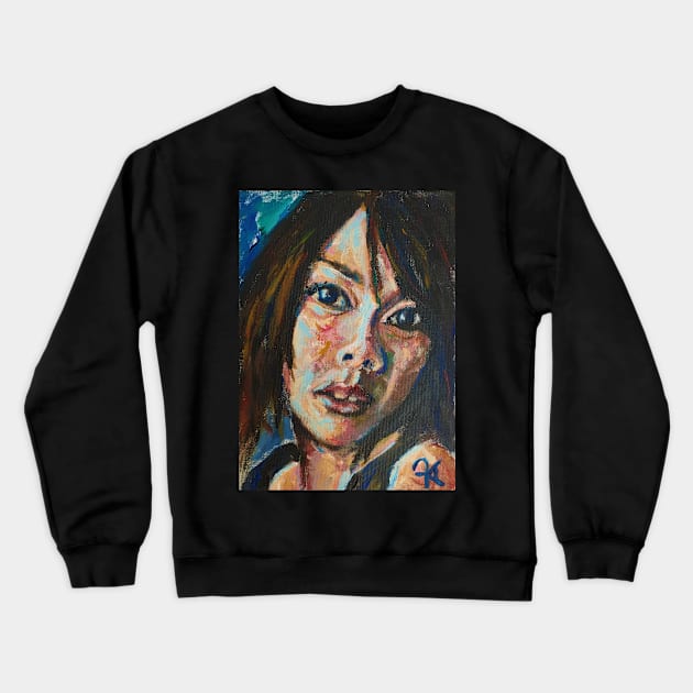 Asian Girl Crewneck Sweatshirt by Great Auk Art